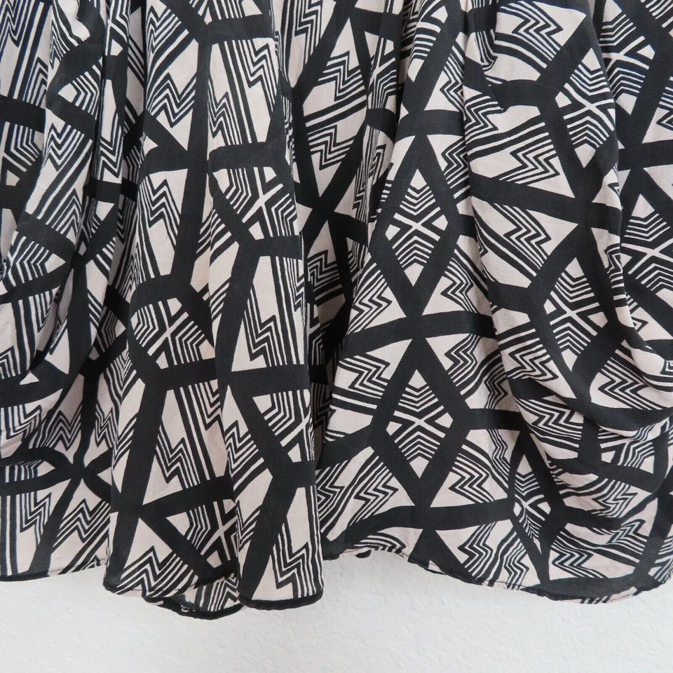 Leifsdottir Women 2 Black Pink All Silk Geometric Ruched Skirt Stretch Waist - Image 3 of 4