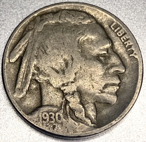 1930 P Buffalo Nickel Very Good 5 Cent US Coin - SR594