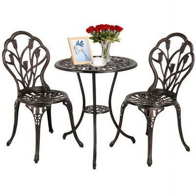 Aluminum 3-Piece Bistro Set with Table & Chairs for Outdoors, Multiple Colors