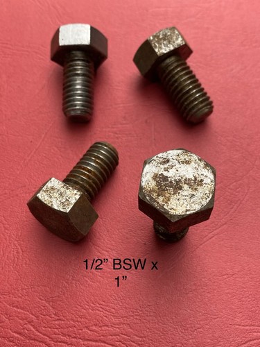 PACK OF 4 x VINTAGE 1/2” X 1” BSW BOLTS VINTAGE OLD STOCK IMPERIAL - Picture 2 of 2
