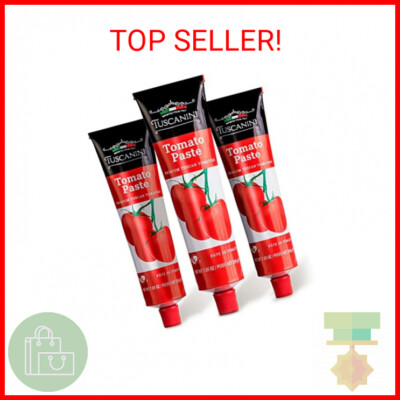 Tuscanini Premium Double Concentrated Tomato Paste Tube, 7.5oz (3 Pack) Made wit