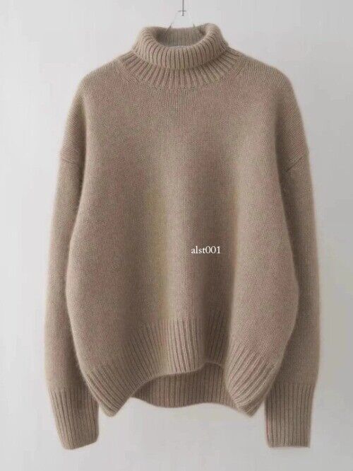 Women's High Neck Loose Pullover Large Cashmere Sweater