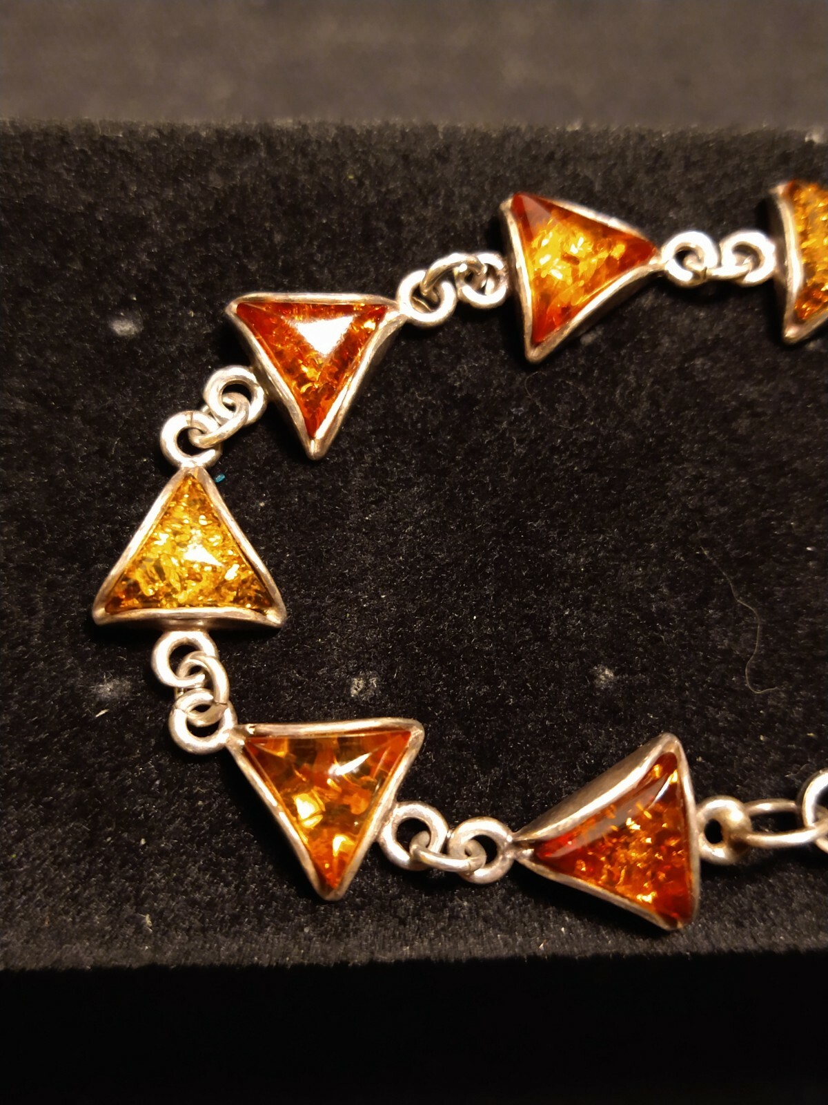 Sterling Silver Triangular Cut Amber Gemstone Bra… - image 5