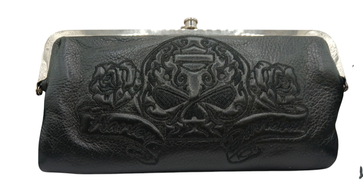 Harley-Davidson シルバー パーティーバッグ Harley Davidson sull and roses chain clutch black leather