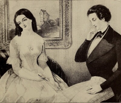 1930 Popping the Question Lithograph Marriage Romance Currier Ives Art Print