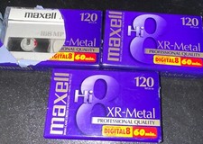 Lot of 3 Maxwell XR-Metal HI 8 120XR 8mm Video Cassette Tape New Sealed Vintage