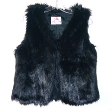 JUSTICE Girls Black Faux Fur Vest Size 16/18
