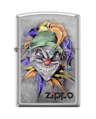 Zippo 3166 Joker Design Satin Chrome Finish Lighter