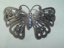 VINTAGE LARGE BUTTERFLY METAL HAIR BARRETTE UP DO HAIR ACCESSORY