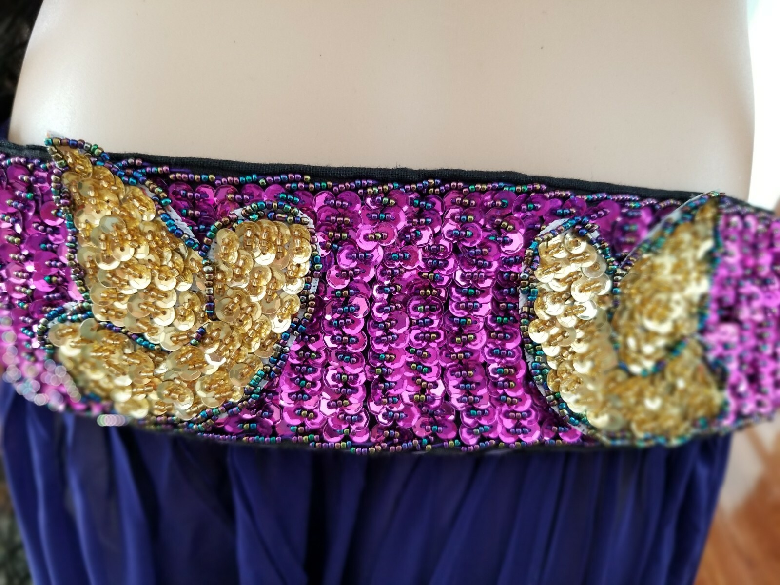 Belly Dance Costume. Bra, Belt & Skirt. Purple, Fusch… Gem