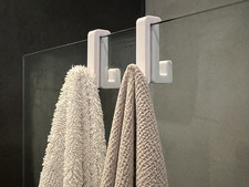2PCS Double Sided Shower Glass Hooks - Bath Towel Robe Hanger Screen Door