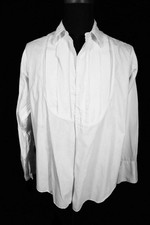 Vintage 1960's White Cotton Tuxedo Shirt Size Med Excellent Condition