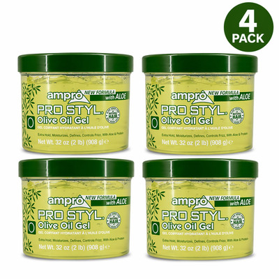 Ampro Pro Styl Olive Oil Gel with Aloe New Formula Extra Hold 32 oz 4 Pack