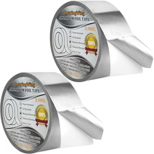 2PCS Premium Aluminum Foil Tape, Silver Metal Duct Tapes 2" X65Feet,3.9Mil wit