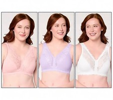 Breezies Soft Support Lace Wirefree Unlined Bra Set of 3 in Fashion XL