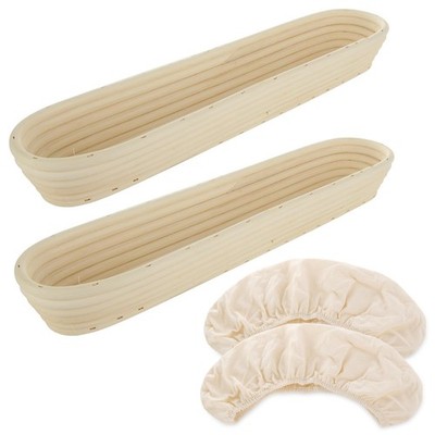 2 Pack 17 Inch Sourdough Proofing Basket, Long Baguette Bread Proofing Basket...