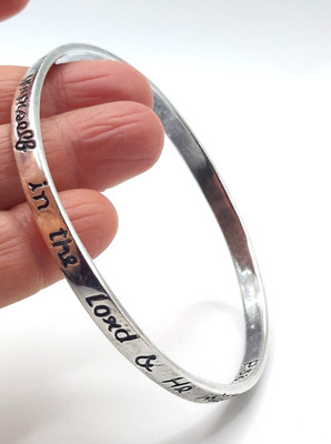 KMI Sterling Silver Bangle Bracelet Psalm 37:4 Delight Yourself in the Lord