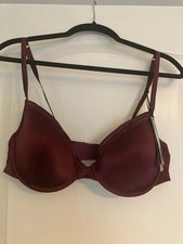 Marks & Spencer Autograph Dark Cranberry Padded Underwired Silk Mix Bra 38C