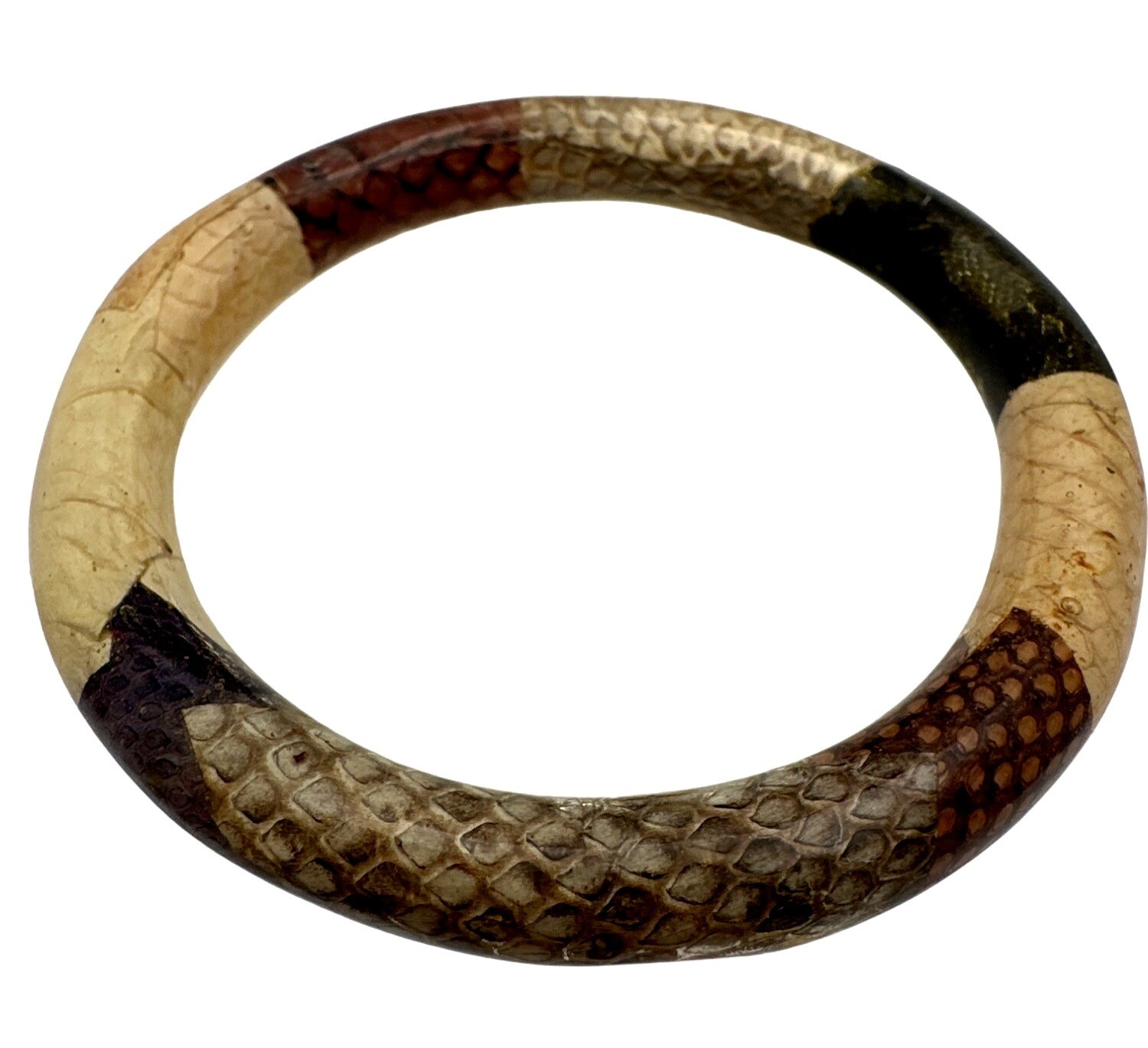 Vintage Patchwork Snakeskin Bangle Bracelet Lucit… - image 3