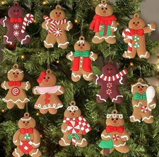 12pcs Gingerbread Man Ornaments for Christmas Tree, Assorted Gingerbread...