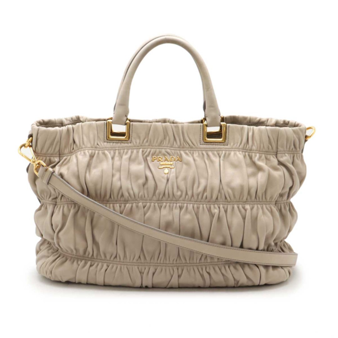 Prada Goful Gathered Leather Tote Bag 2-Way Shoulder Crossbody Pale Pink