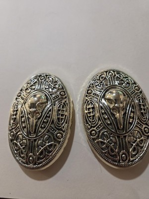 Nordic~Viking Tortoise Brooch~Fibula ~ GOLD TONED~ ODINS RAVEN~ LOT OF 2