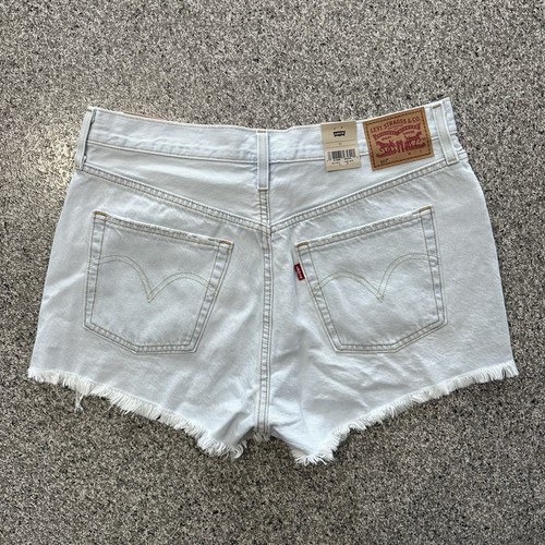 Levis 501 Jean Shorts Womens 32 High Rise Distressed Denim Frayed Light Wash - Picture 4 of 8