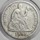 1891-O Seated Liberty Dime, USA 10c Silver Coin, Fine F Condition, FREE SHIPPING
