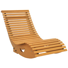 Outsunny Outdoor Rocking Chair w/ Slatted Wooden Rocking Chair, Light Brown