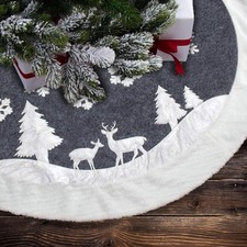 Christmas Tree Skirt, Fur Rustic White Xmas Tree Skirt,Snowy Christmas Trees ...