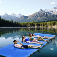 Costway 12' x 6' Floating Oasis Foam Mat 3-Layer Floating Water Pad Blue