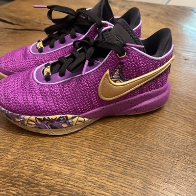Nike FD0207-500 Purple Gold Black Unisex Kids Basketball Sneaker US 5Y