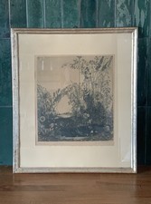Hubert Wilm Blumenwiese 1914 signierter Kunstdruck Originalrahmen frühe Moderne