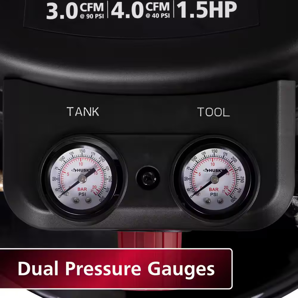 HUSKY 6 Gal. 175 PSI Electric Oil-Free High Performance Jobsite Pancake Air Comp