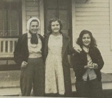 1940s Girls Sisters Friends Standing Porch Swing Smiling Childhood