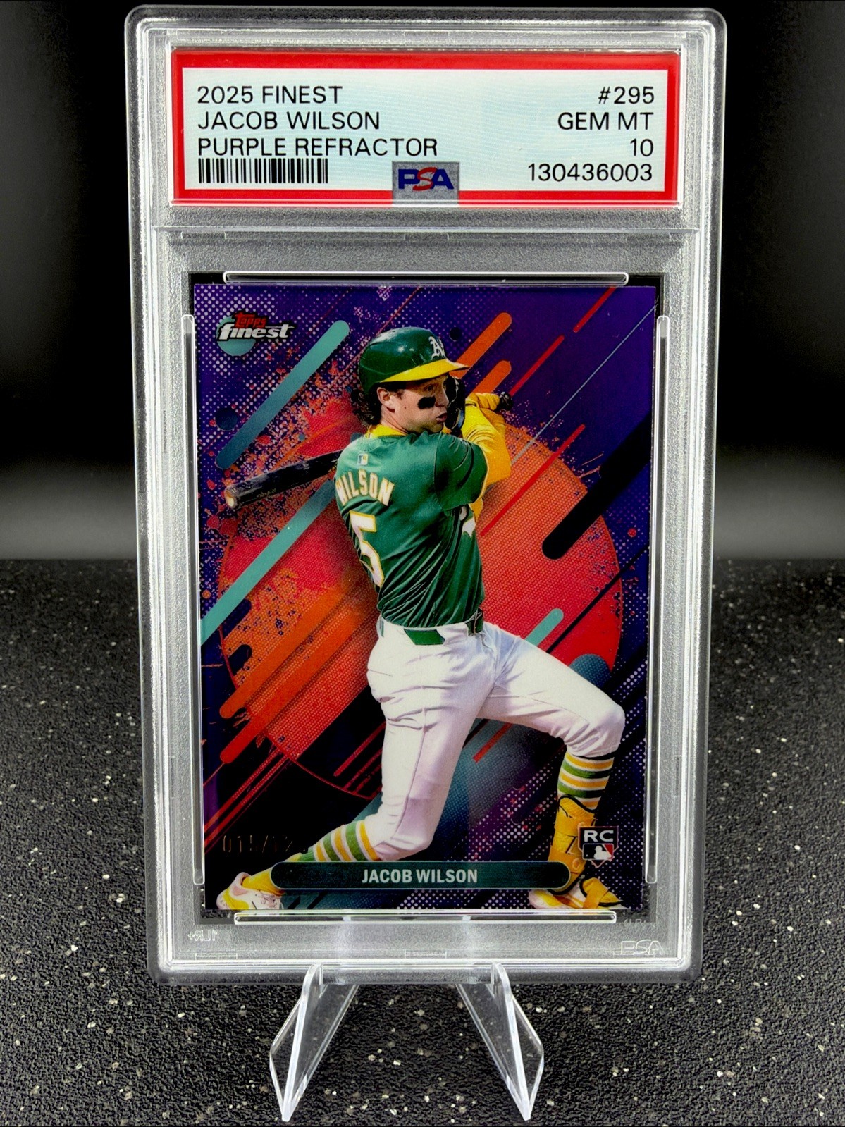 2025 Topps Finest #295 Jacob Wilson RC Rare Purple Refractor /125 PSA 10 POP 1!