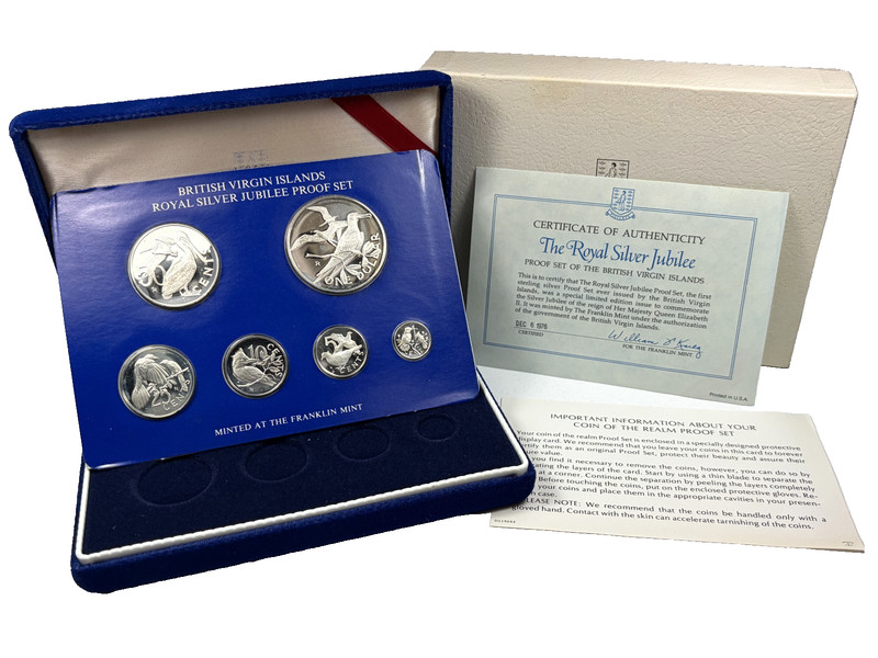 1977 British Virgin Islands Royal Silver Jubilee 6 Coin Proof Set OGP & COA