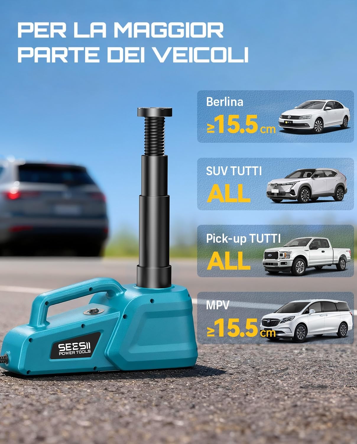 Cric Idraulico Elettrico per Auto 5 Tonnellate 12V con Telecomando e Luce LED - Miniatura 16