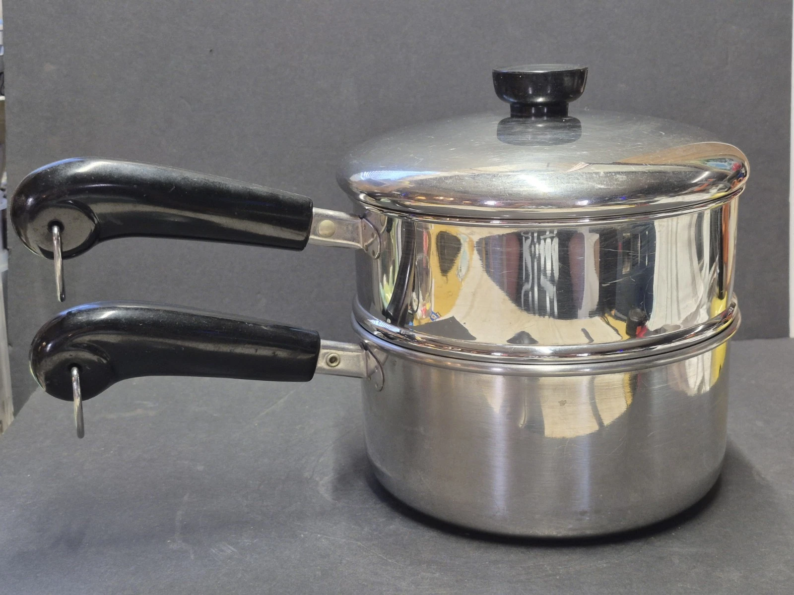 Vtg Revere Ware 2 Qt‑87 Pan/Steamer & Lid 1801 Stainless Bottom Clinton IL USA