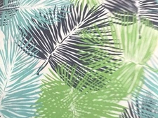 Tropical OUTDOOR Palm Leaf Pattern Fabric in Blue and Green Teal 3 Yard Lot