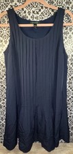 Lauren Ralph Lauren Women’s Size 10 Midi Navy Pleated Sleeveless Dress Pockets