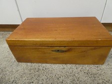 ANTIQUE WOODEN BOX TIMBER STATIONARY WRITING  CASE - DRAWER - FOLD OUT SLOPE