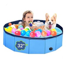 Dog Pool, Foldable Pet Swimming Pool with 6mm High-Strength PP Board, S-32x8IN