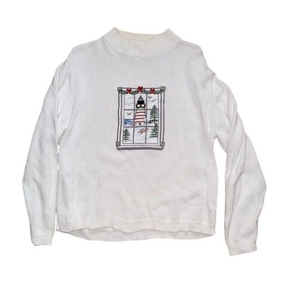 Vtg Southern Lady Christmas Sweater S Nautical Lighthouse Design coastal grandma