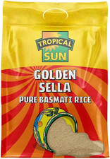 Golden Sella Basmati Rice | 5Kg | Pack of 1 | Yellow & Orange