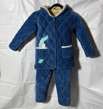 Kids Unisex Quilted Corduroy Pajama Set Dinosaur Bird Size 10 Hoody