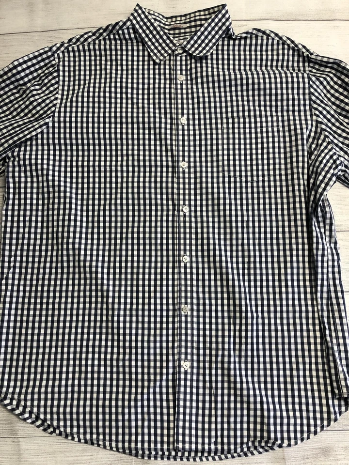 Camisa Merona Para Hombres 2XL Azul Marino Blanco Guinga Calce Clásico Manga Larga Con Botones Foto 2 de 4