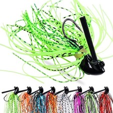 8Pcs Weedless Football Jigs Bass Fishing Lure Swim Skirts Weed Guard Lures Set