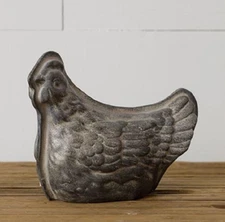 New Primitive Farmhouse Hen Resin Style Chicken Mold Figurine 4.5"Hx5.5"Wx2.5"D
