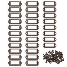60x24mm Metal Label Holders, 30 PCS Label Frames with Screws, Red Bronze